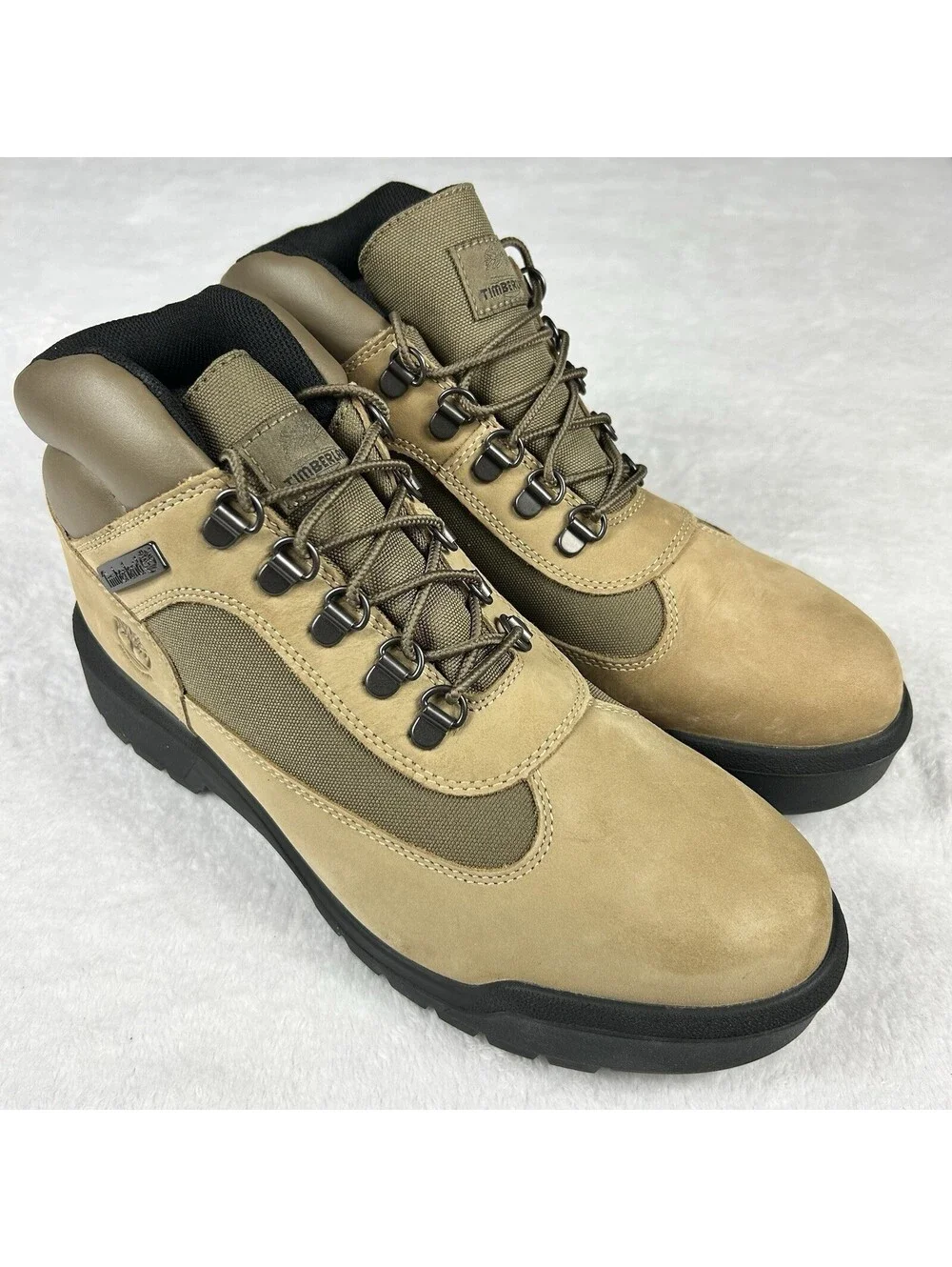 Timberland Field Boots WP Mid Lace Men’s Size 9.5 Beige Nubuck Hiking Boots New